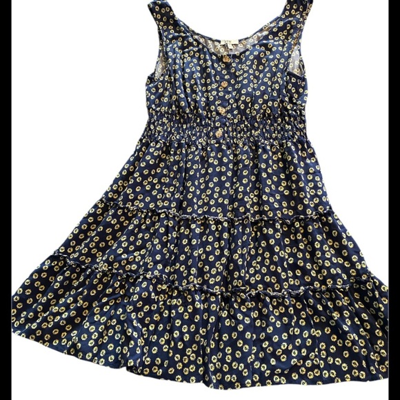 AUW Blue and Yellow Sundress Sleeveless Scoop Neck Mini - Picture 1 of 5